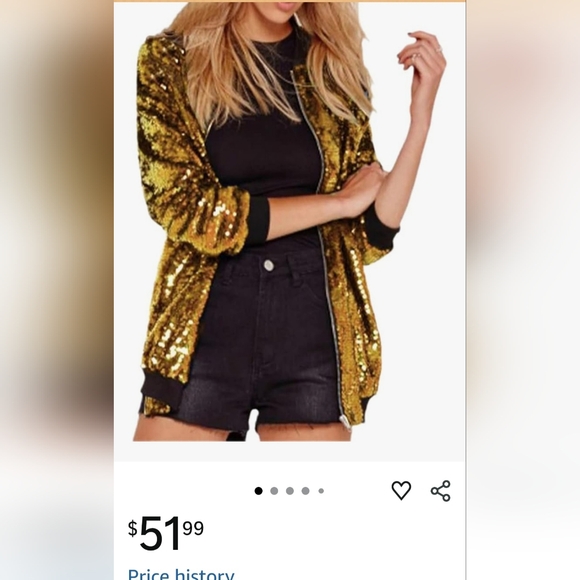 Dazzling Gold Sequin Bomber Jacket Pit To Pit 28 Plus New Years. 2x - Picture 2 of 10
